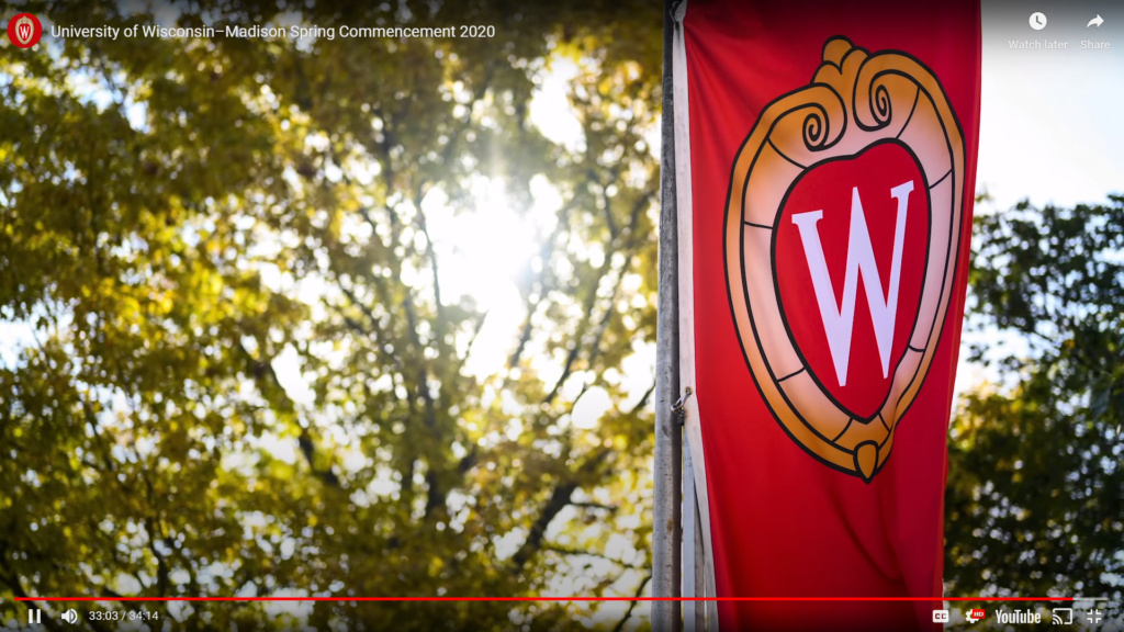 Photo of UW-Madison flag on campus
