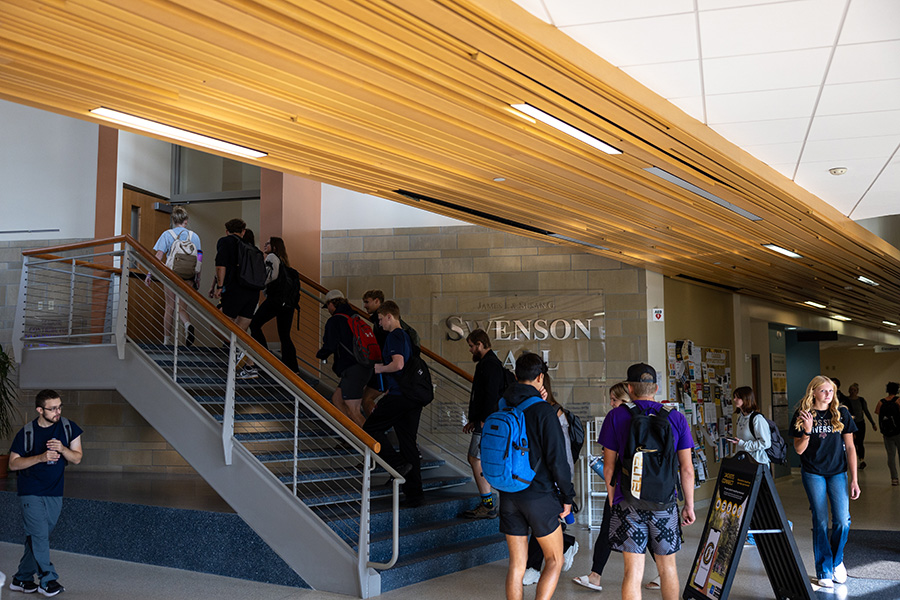 Photo of Swenson Hall filled with UW-Superior students