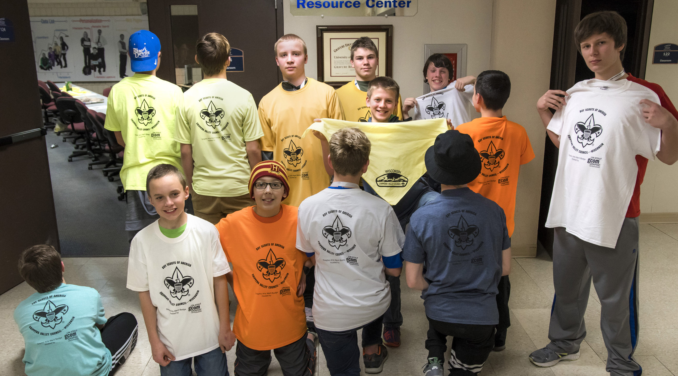 Print ready: UW-Stout students, staff help Boy Scouts earn graphic arts merit badges