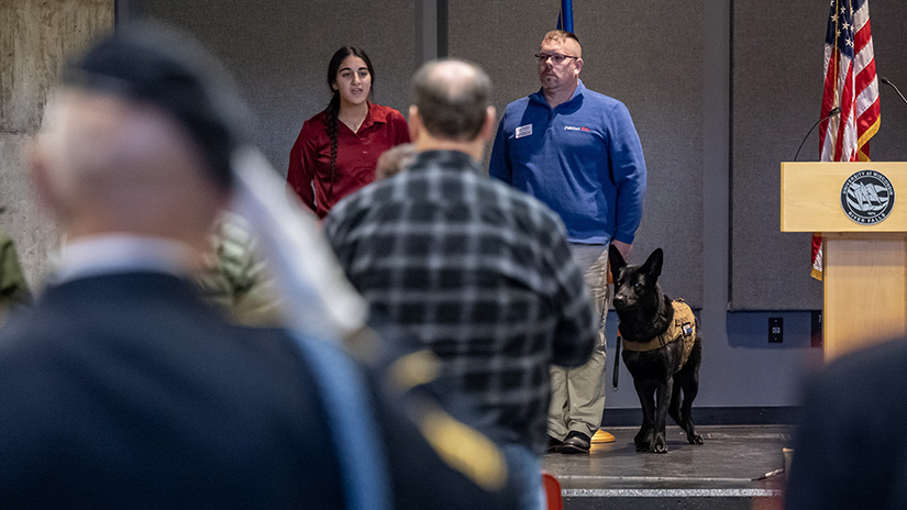 Paws for a cause: Veterans Day speaker highlights the positive impact of service dogs