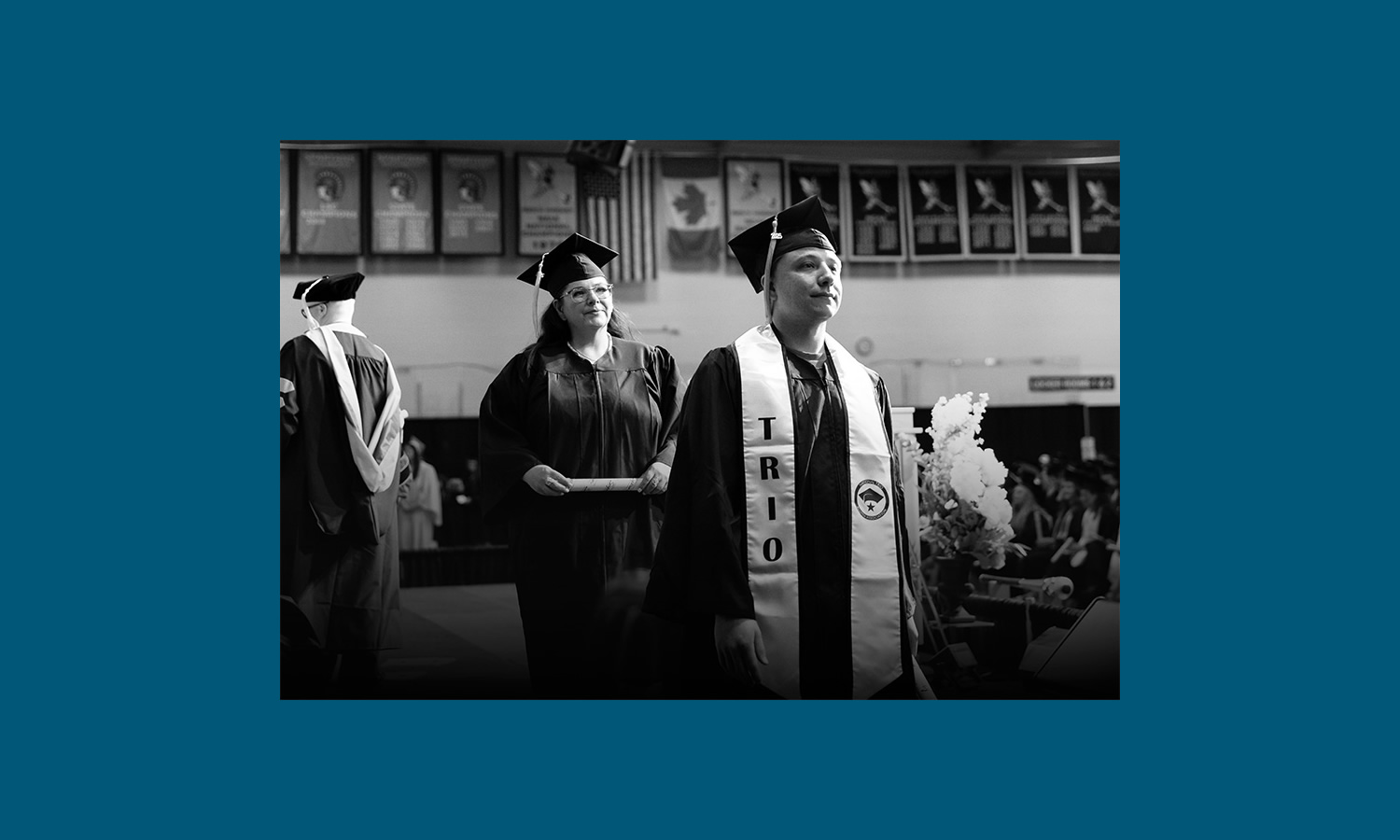 Pomp and a full-circle circumstance for mother-son graduates